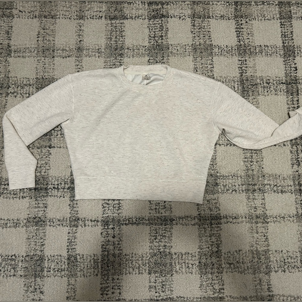 Danskin Off- White Speckled Cropped Long Sleeve Sweater Size XS